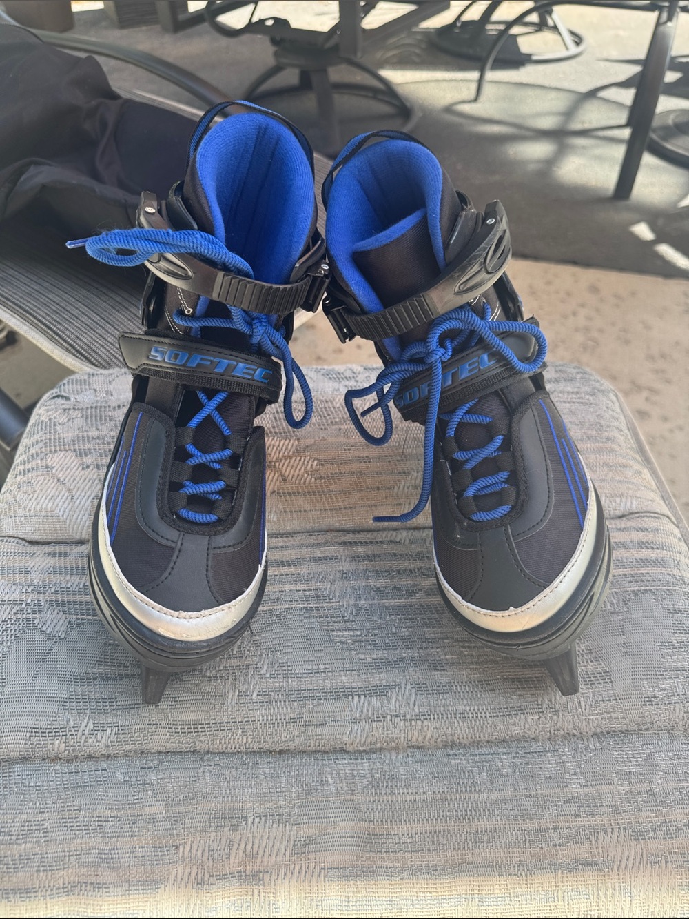 Softec Black & Royal Blue Adjustable Ice Skates size 2-6